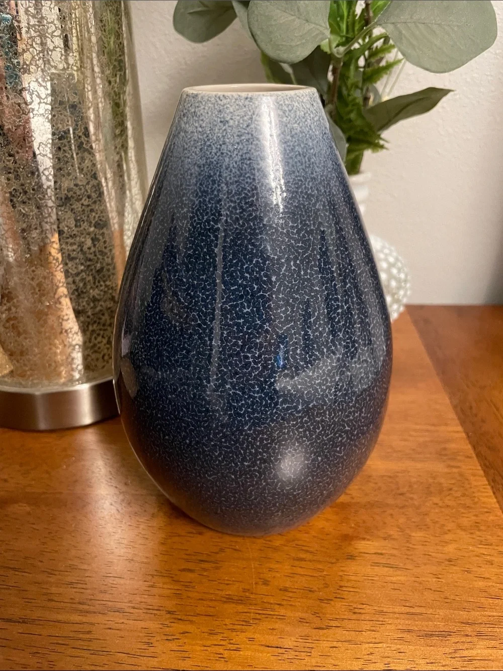 LIKE NEW House Beautiful Blue Sandstone Cool Ceramic Vase Tear Drop Shape